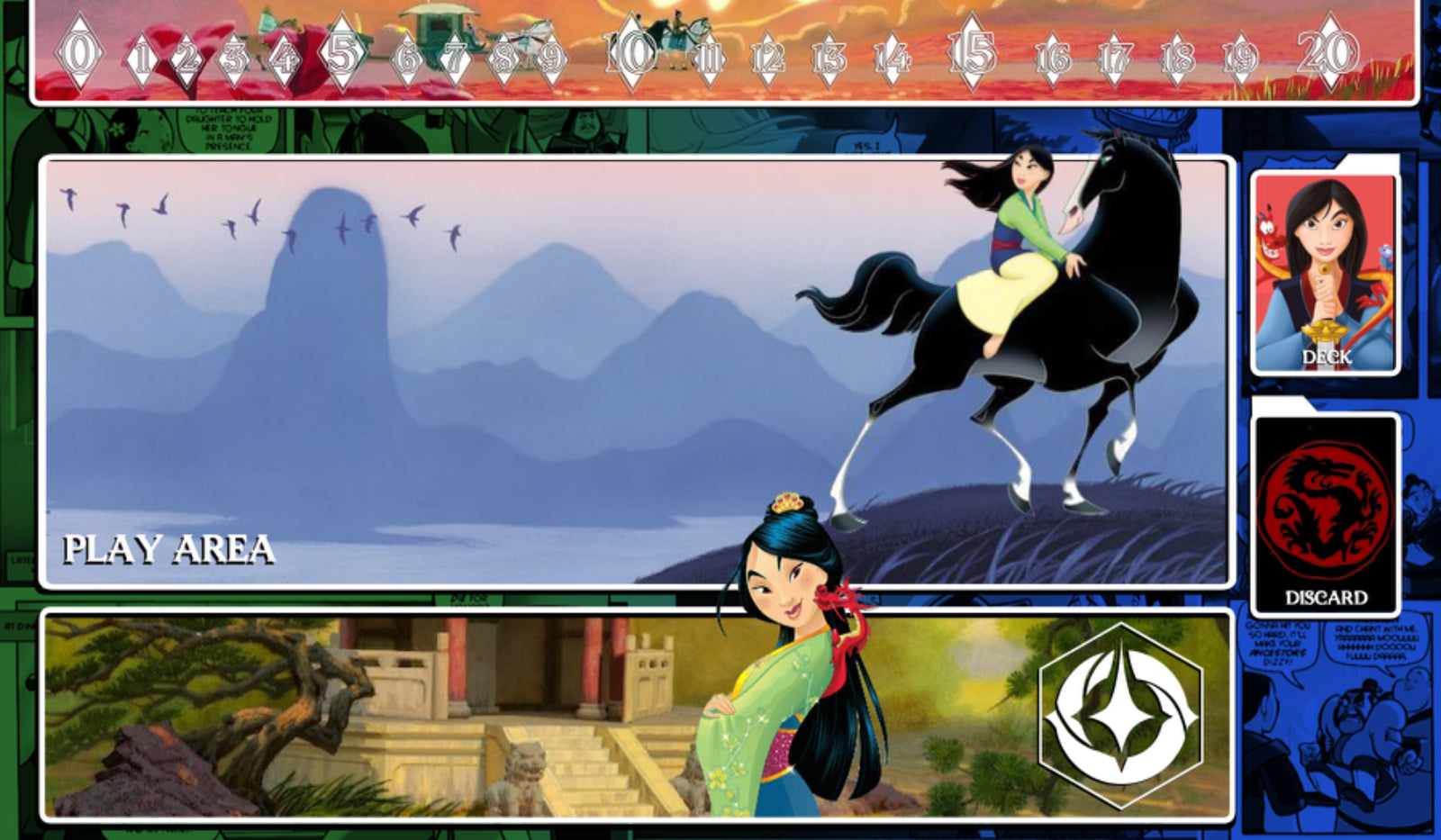 Lorcana Playmat Mulan Kaa Mushu Card Game Mat
