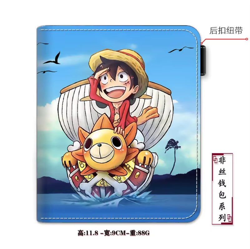 Anime One Piece Luffy Pu Leather Men Wallet Rfid Anti-Magnetic Credit Cards Holder with Organizer Coin Pocket Money Clips Purse