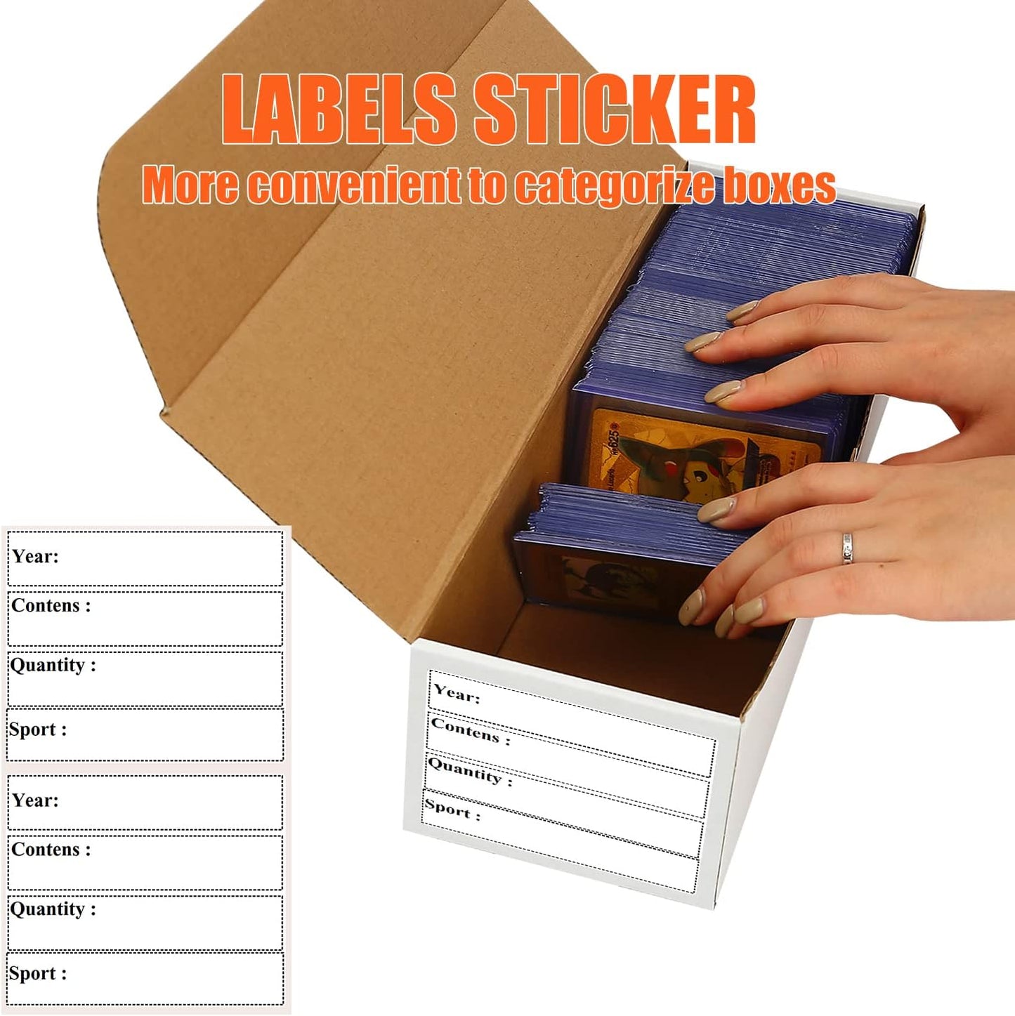 Card Box 6 Pack-4800 Count,Trading Card Storage Box with 20 Dividers&8 Labels,Ca