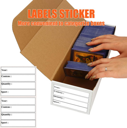 Card Box 6 Pack-4800 Count,Trading Card Storage Box with 20 Dividers&8 Labels,Ca
