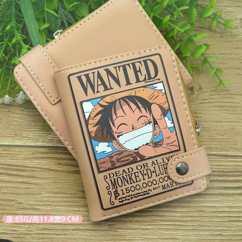Anime One Piece Luffy Pu Leather Men Wallet Rfid Anti-Magnetic Credit Cards Holder with Organizer Coin Pocket Money Clips Purse